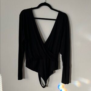 Elegant Black Wrap Bodysuit